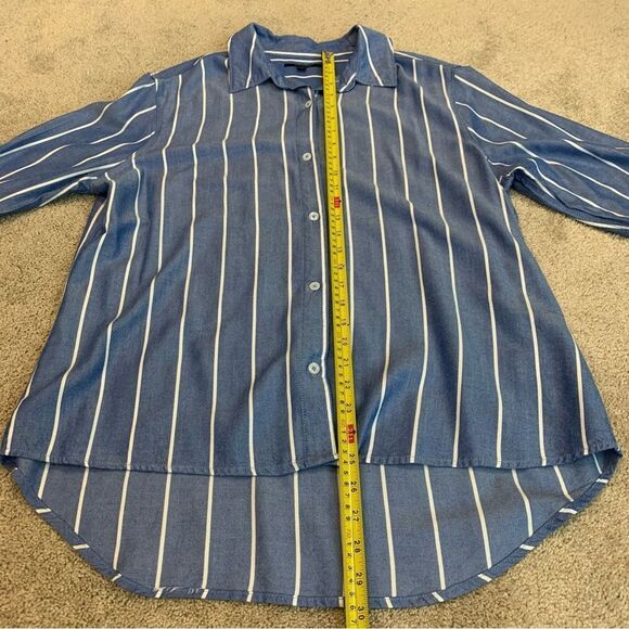 TAHARI blue white striped button down dress shirt Sz L - Picture 12 of 13